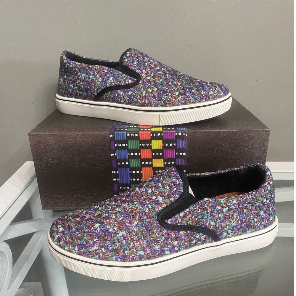 Bernie Mev Verona Multi Paisley Woven Elastic Slip On Sneakers Size 38 US 7